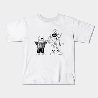 Sans and Papyrus Undertale Simple Black and White Design Kids T-Shirt